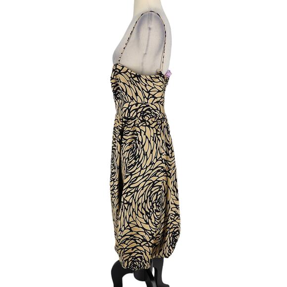 Vintage 1990s Vivienne Tam Silk Blend Satin Floral Cocktail Dress - Picture 4 of 6